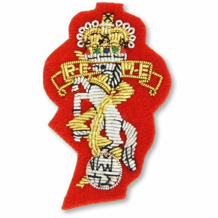 Ammo & Company REME - Beret Badge - B/W - Silhouette Cut - Scarlet Ground